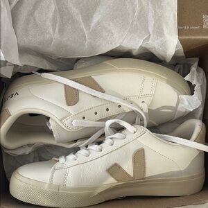Veja Women's White and Tan Sneakers